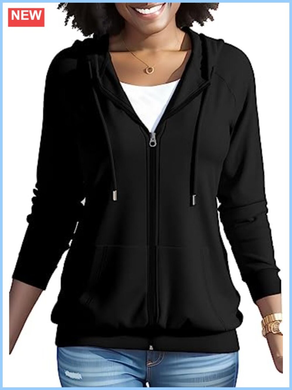 Zip Up Hoodie for Women Long Sleeve Casual Fitted Polyester Athletic